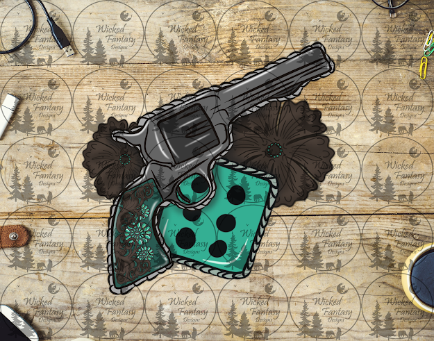 UVDTF Revolver Tooled Flowers and Dice