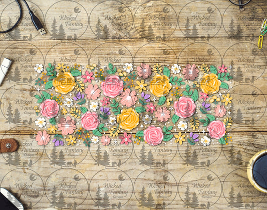 UVDTF Pink and Yellow Painted Roses 16oz 40oz