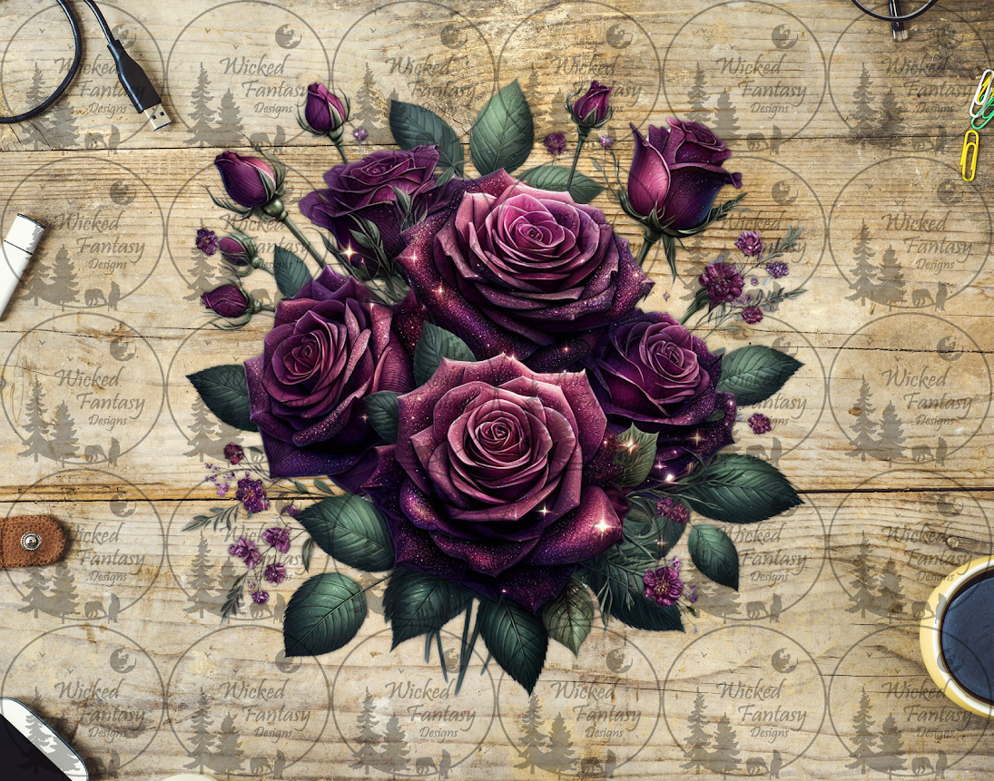 UVDTF Sparkling Dark Mauve Roses