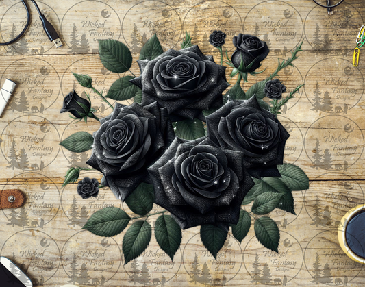 UVDTF Sparkling Black Roses