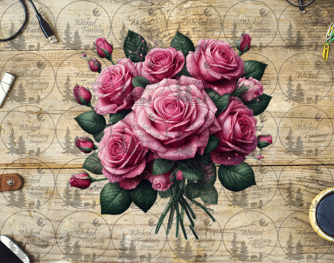 UVDTF Sparkling Pink Rose Bouquet