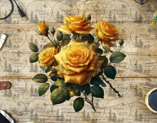 UVDTF Sparkling Yellow Rose Bouquet