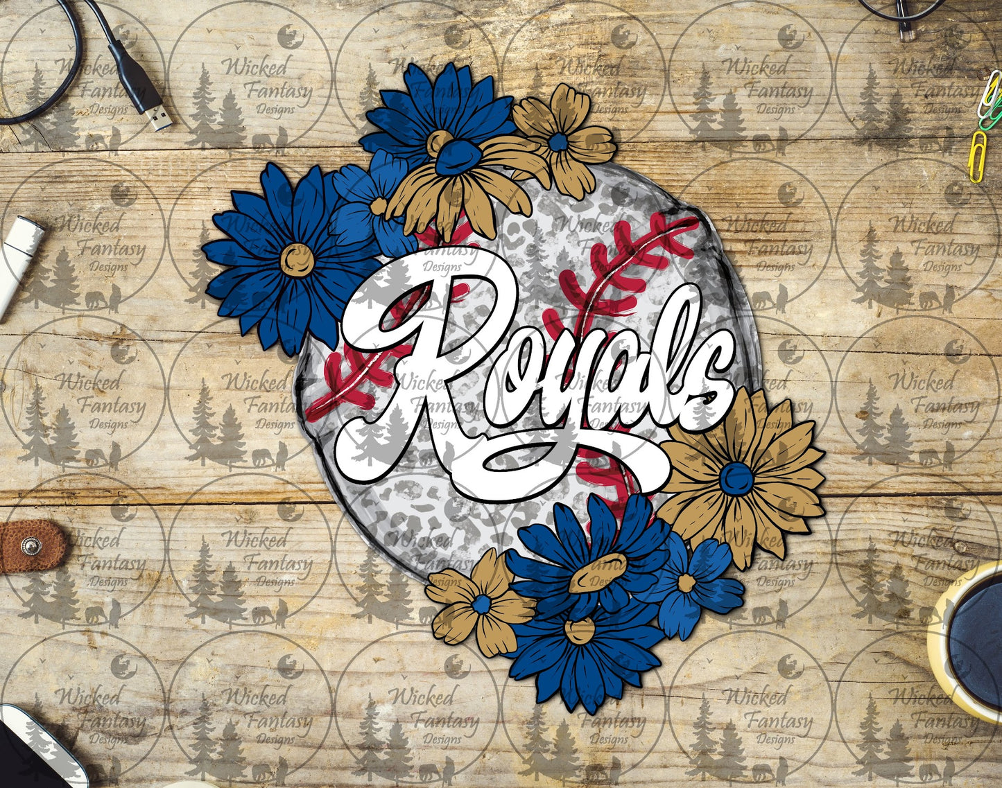 UVDTF Leopard Floral Baseball Royal