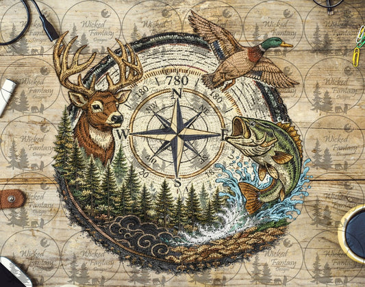 UVDTF Faux Embroidered Patch Compass Outdoors