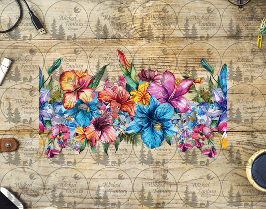 UVDTF Colorful Tropical Flowers Border Element 11"