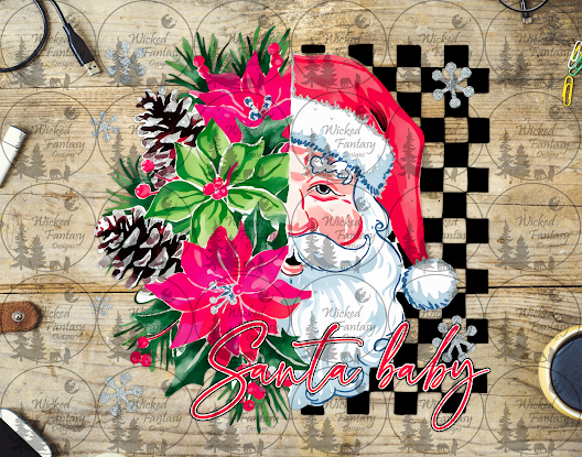 UVDTF Santa Baby Checkerboard and Poinsettias