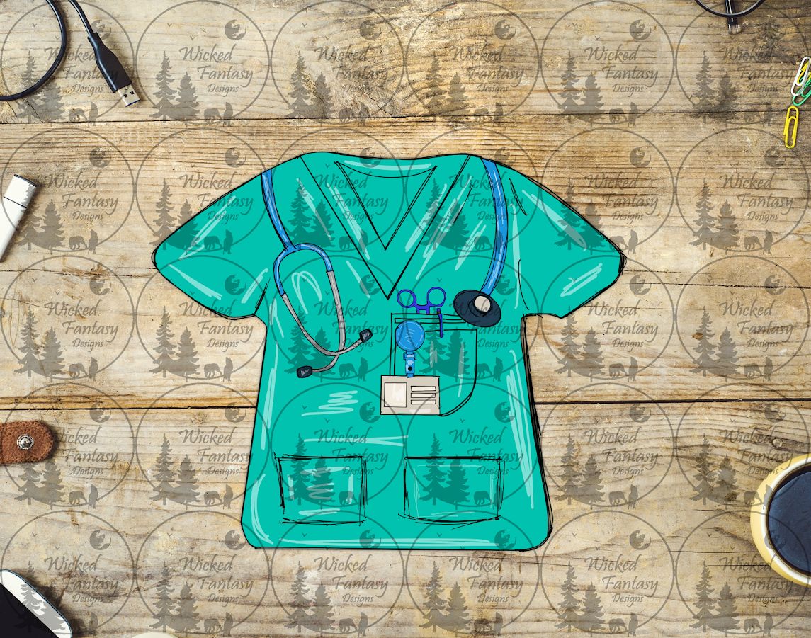 UVDTF Scrub Top with Stethoscope