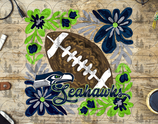 UVDTF Floral Football Seahawks