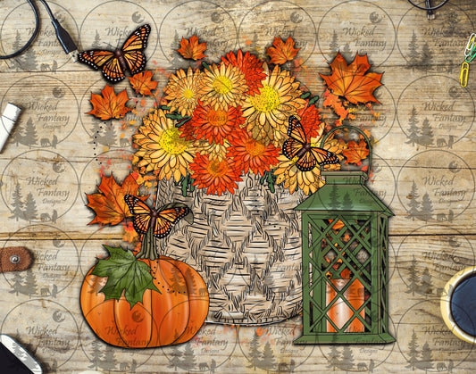 UVDTF Marigolds and Pumpkin
