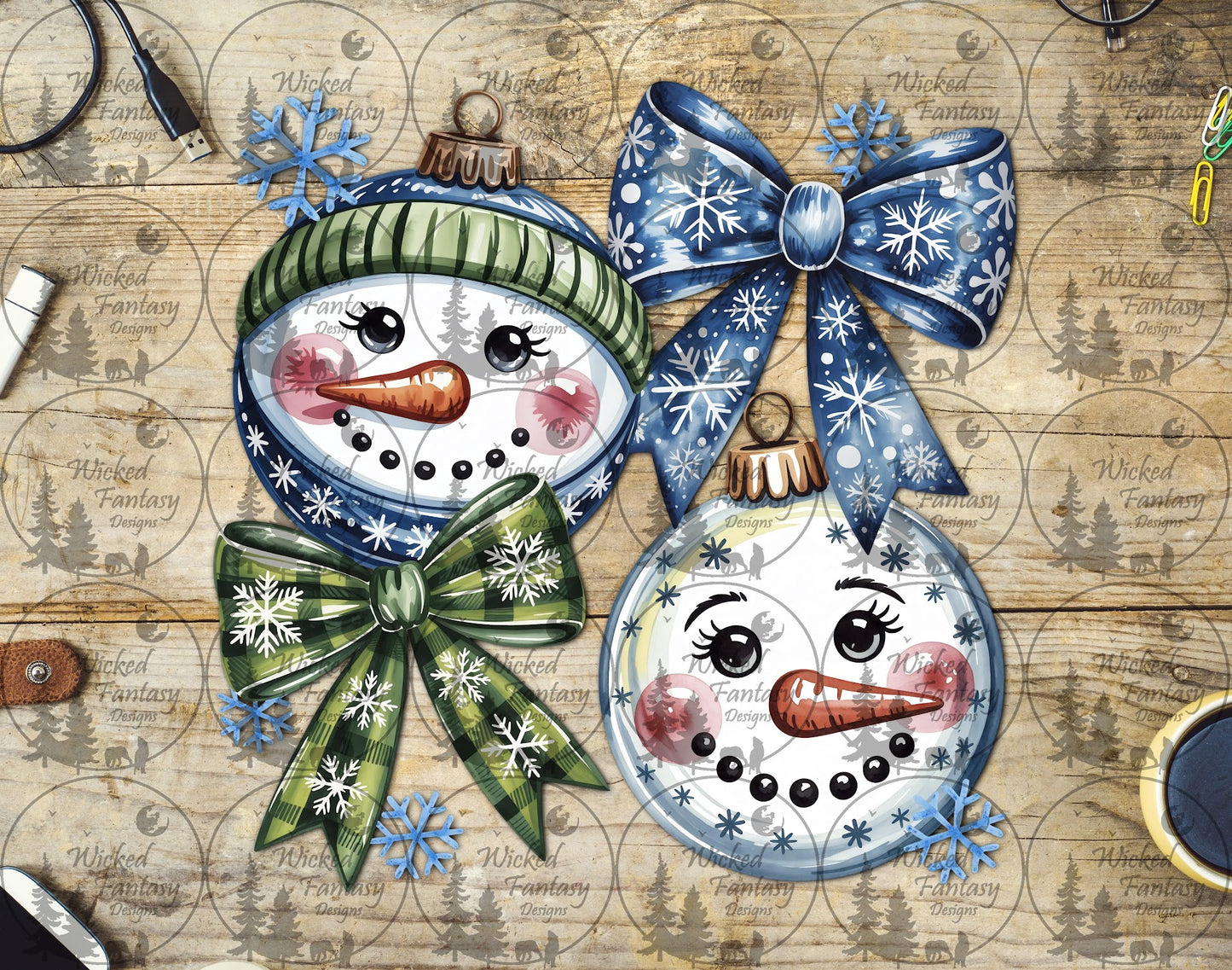 UVDTF Coquette Snowman Ornaments