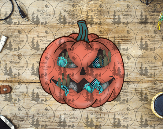 UVDTF Jack O Lantern with Turquoise