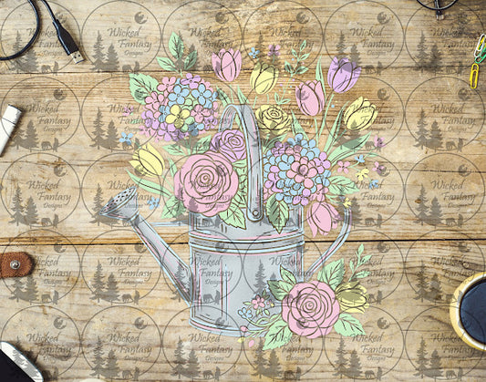 UVDTF Spring Floral Wateringcan