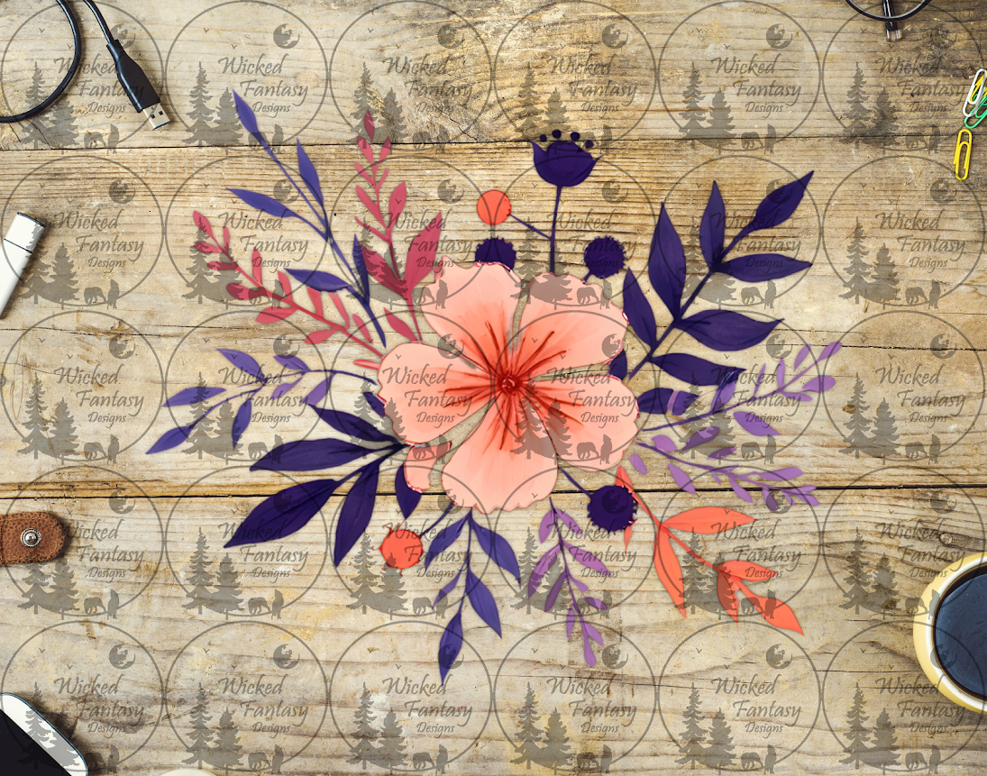 UVDTF Peach Pink and Purple Flower – Wicked Fantasy Designs
