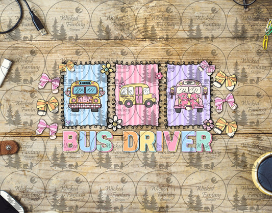 UVDTF Patchwork Bus Driver 16oz 40oz