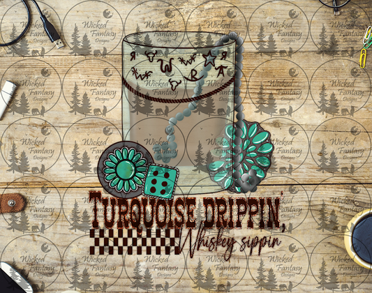 UVDTF Turquoise Drippin Whiskey Sippin