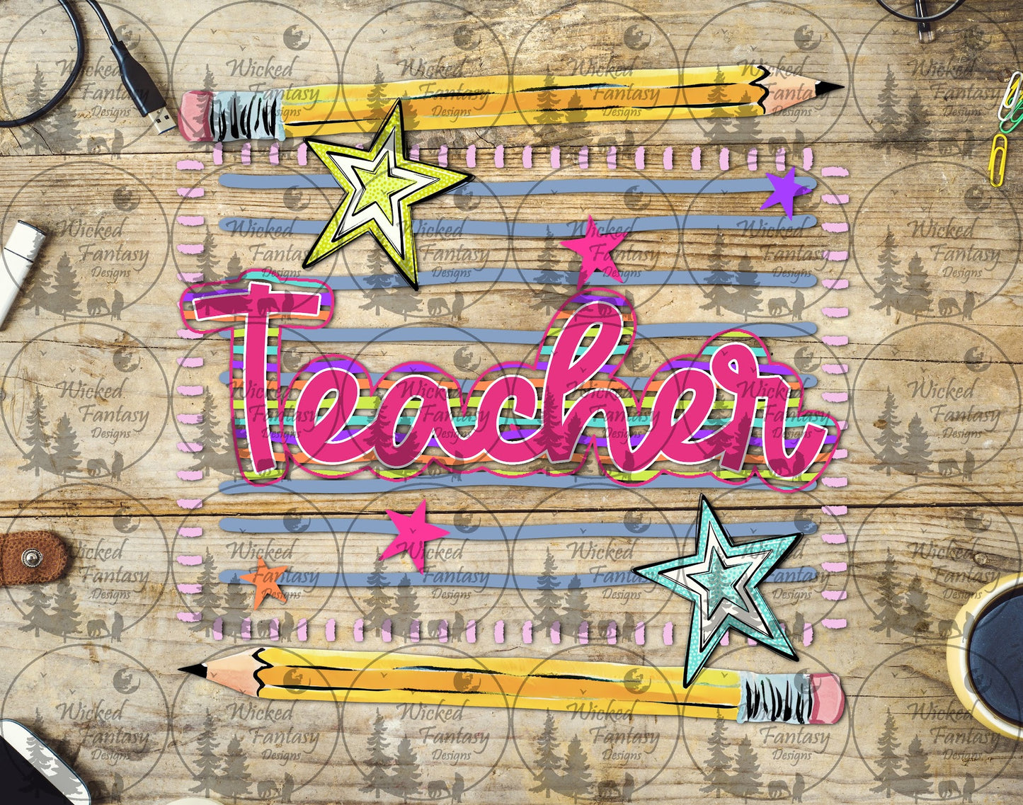 UVDTF Teacher Notebook Stripes