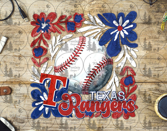 UVDTF Baseball Floral Rangers