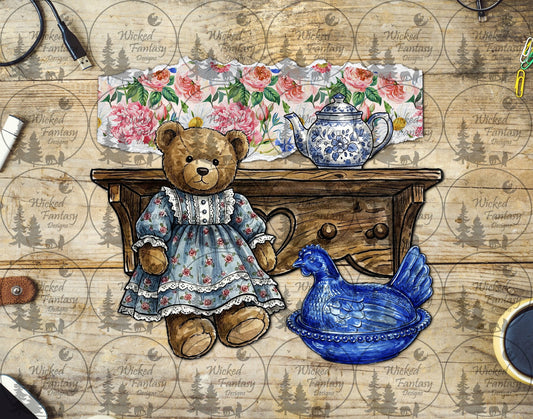 UVDTF Curio Shelf and Teddy Bear