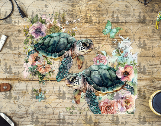 UVDTF Sea Turtles and Flowers 20oz 30oz 10"x10"