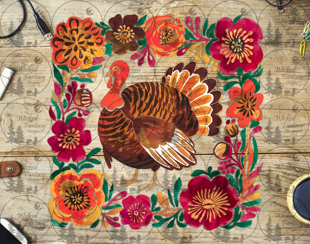UVDTF Turkey and Autumn Florals