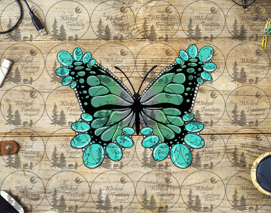 UVDTF Green Butterfly and Turquoise