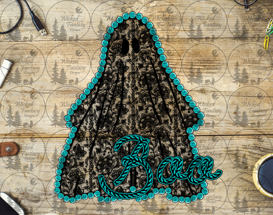 UVDTF Black Lace and Turquoise Ghost