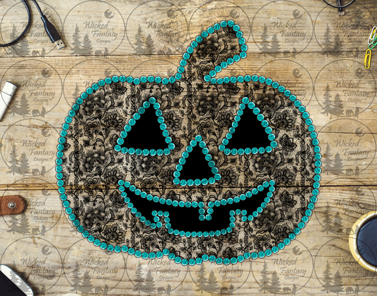 UVDTF Black Lace and Turquoise Pumpkin