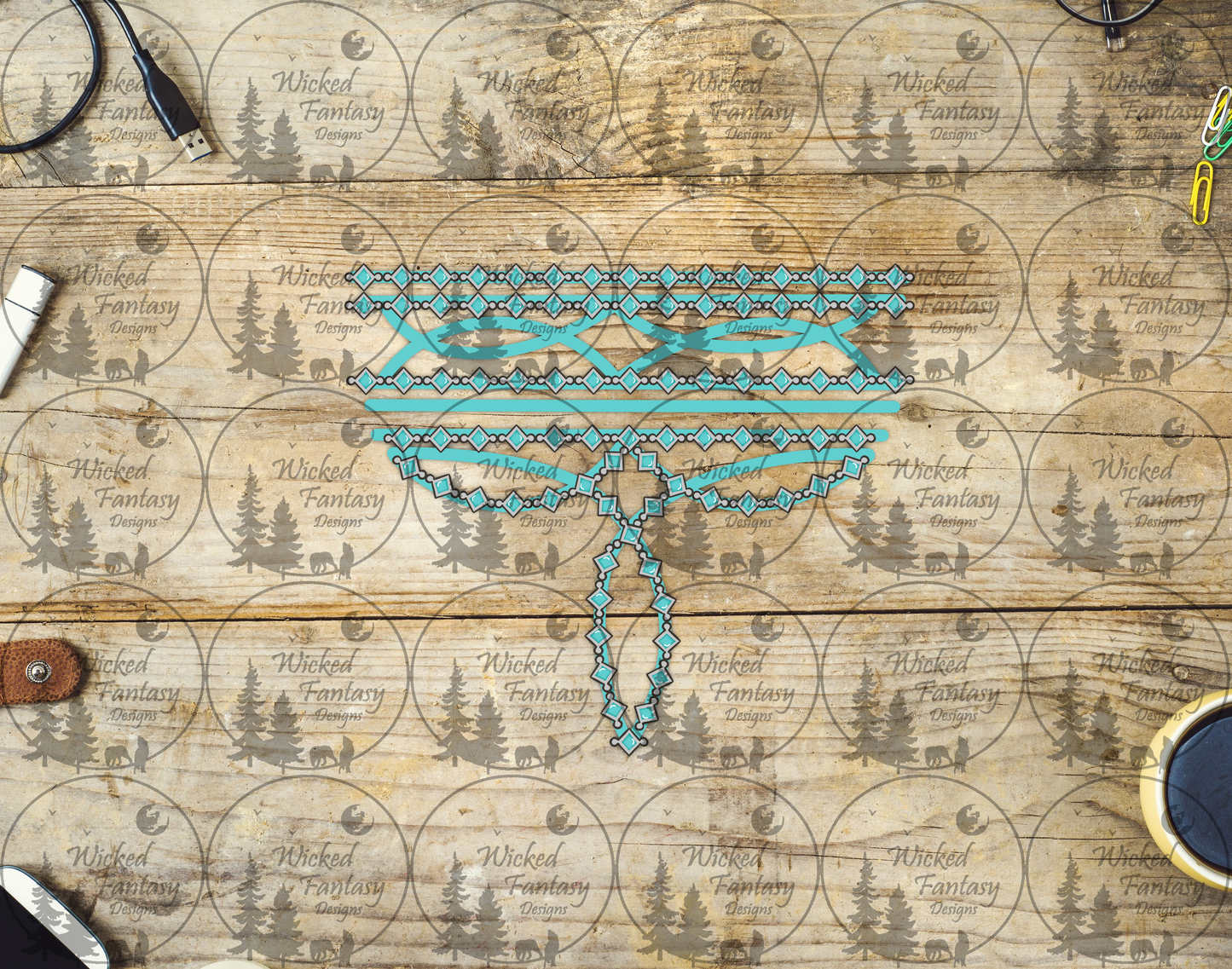 UVDTF Turquoise Gemstone Boot Stitch