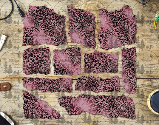 UVDTF Dusty Rose Animal Print Ripped Pages Element Sheet