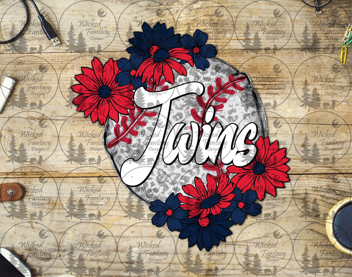 UVDTF Leopard Floral Baseball Twins
