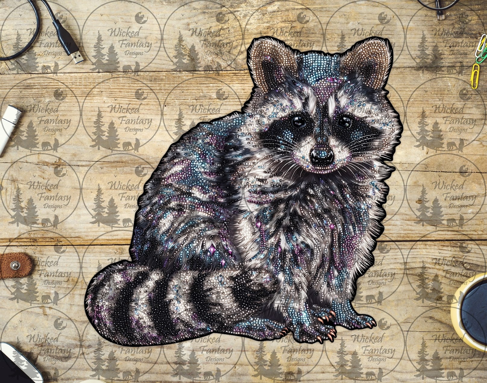 UVDTF Faux Rhinestone Raccoon – Wicked Fantasy Designs