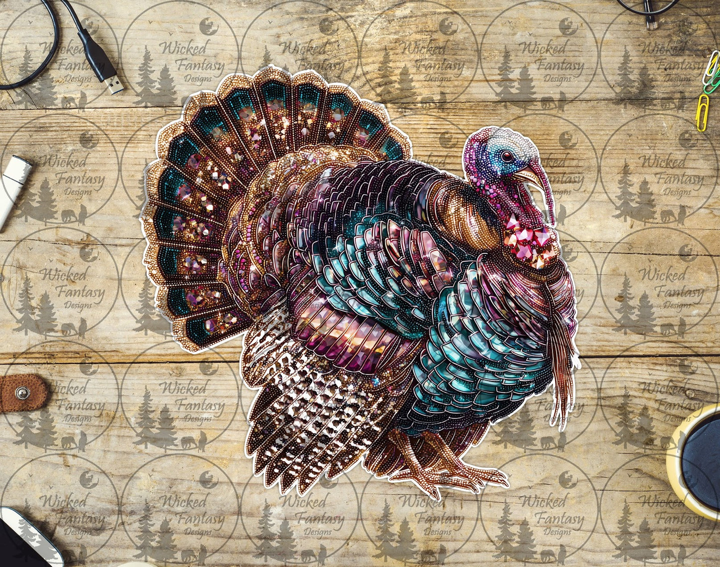UVDTF Faux Rhinestone Turkey