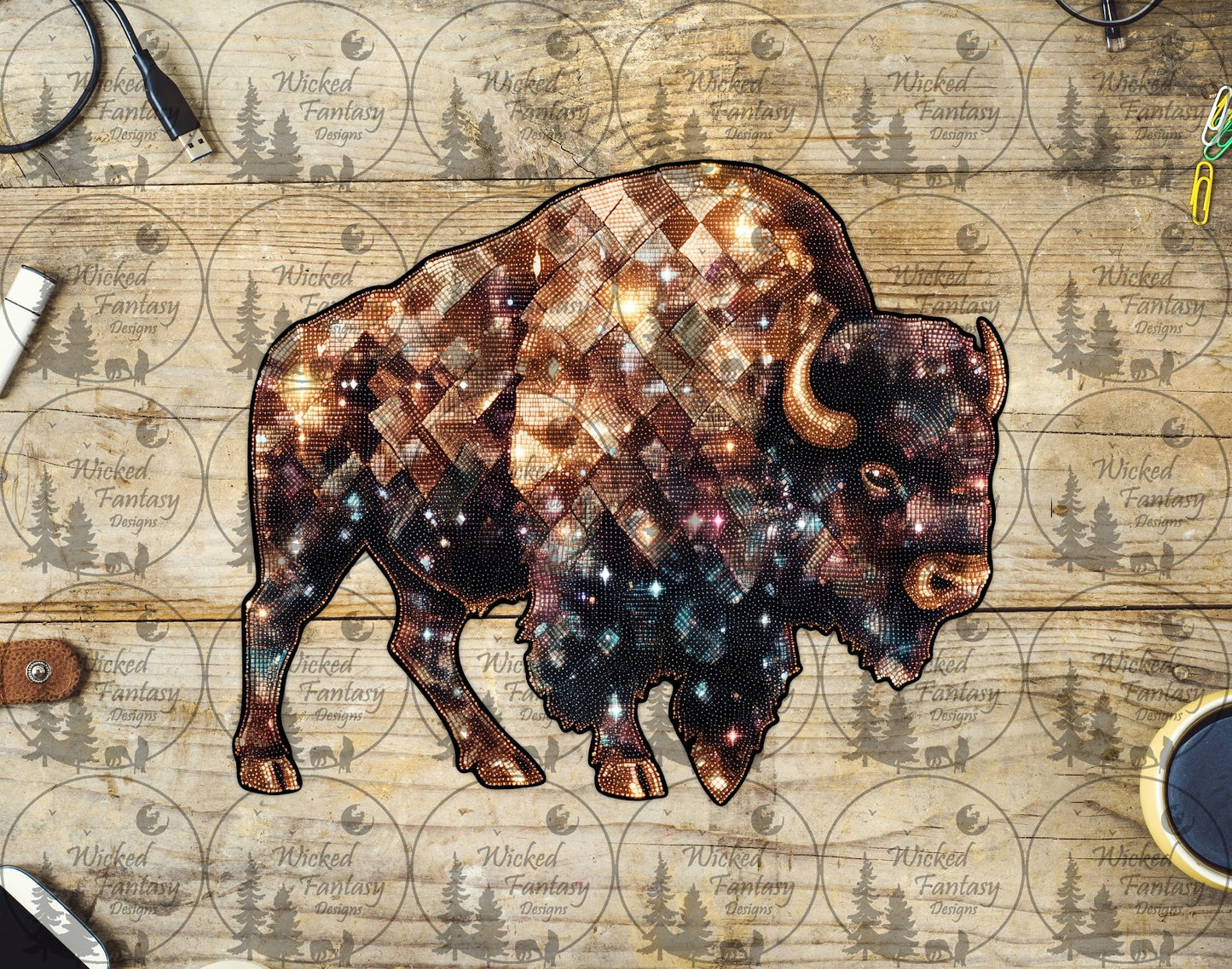UVDTF Faux Rhinestone Bison