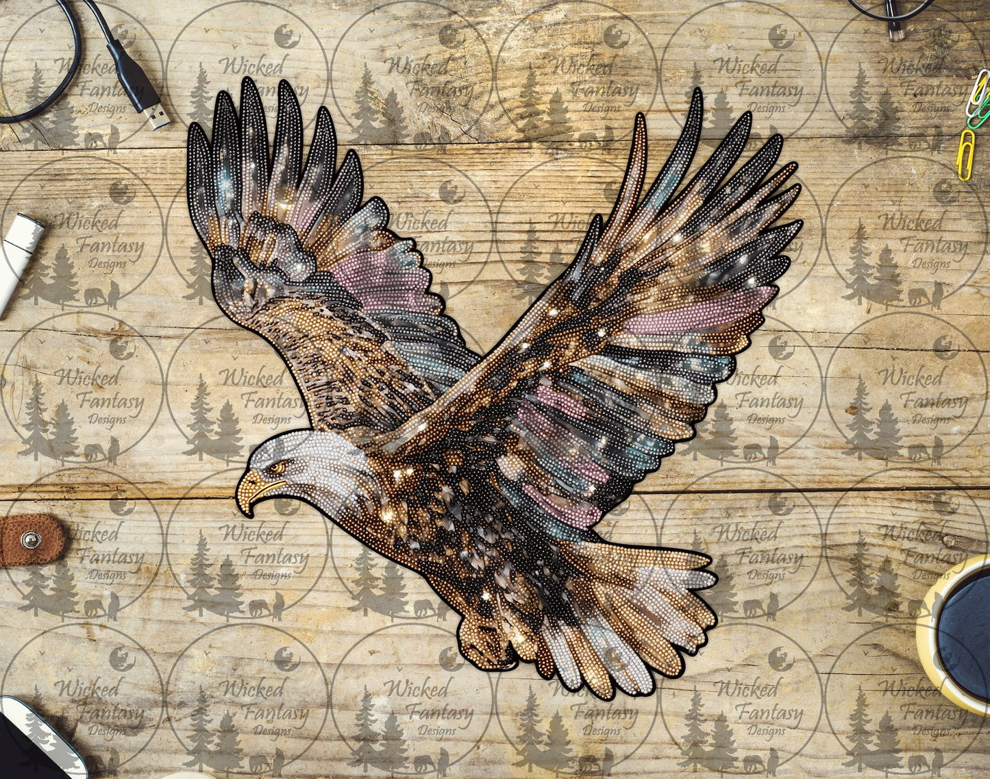 UVDTF Faux Rhinestone Eagle