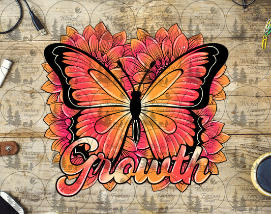 UVDTF Growth Pink and Orange Butterfly