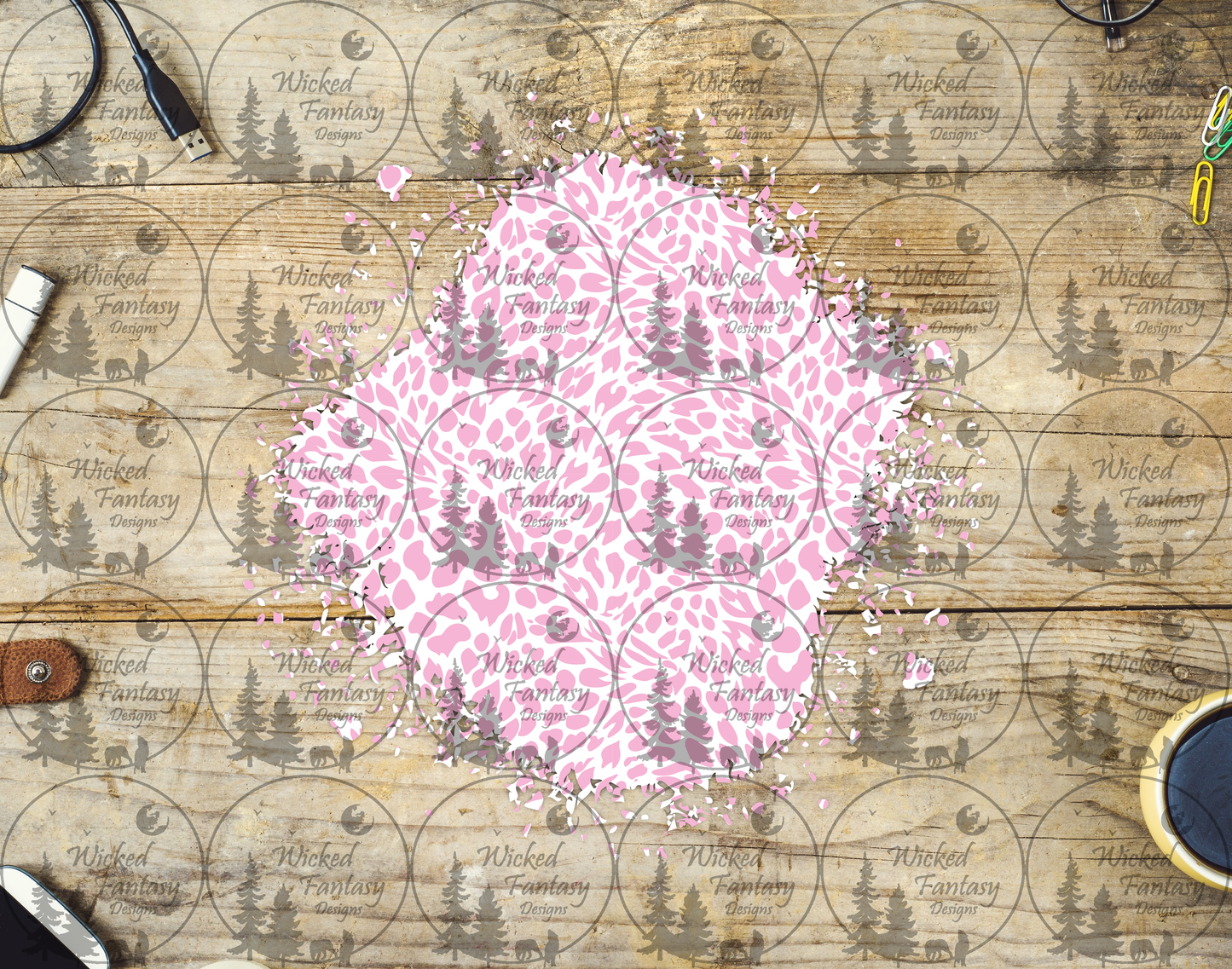 UVDTF Pink Leopard Print Splash