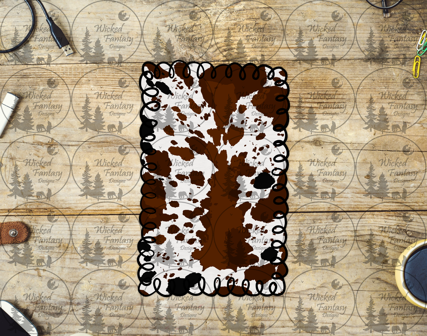 UVDTF Cowhide Squiggles Rectangle