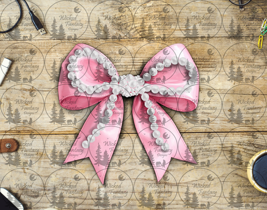 UVDTF Pink Bow with Pearls
