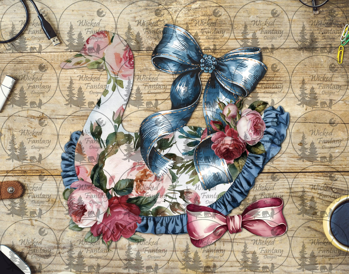 UVDTF Floral Goose and Bows