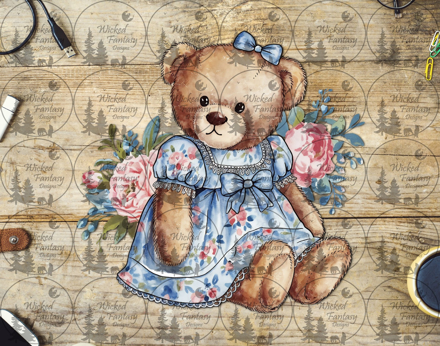 UVDTF Floral Teddy Bear