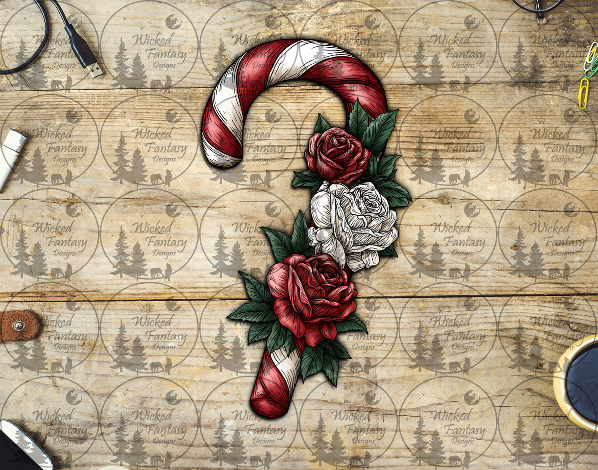 UVDTF Candy Cane and Roses