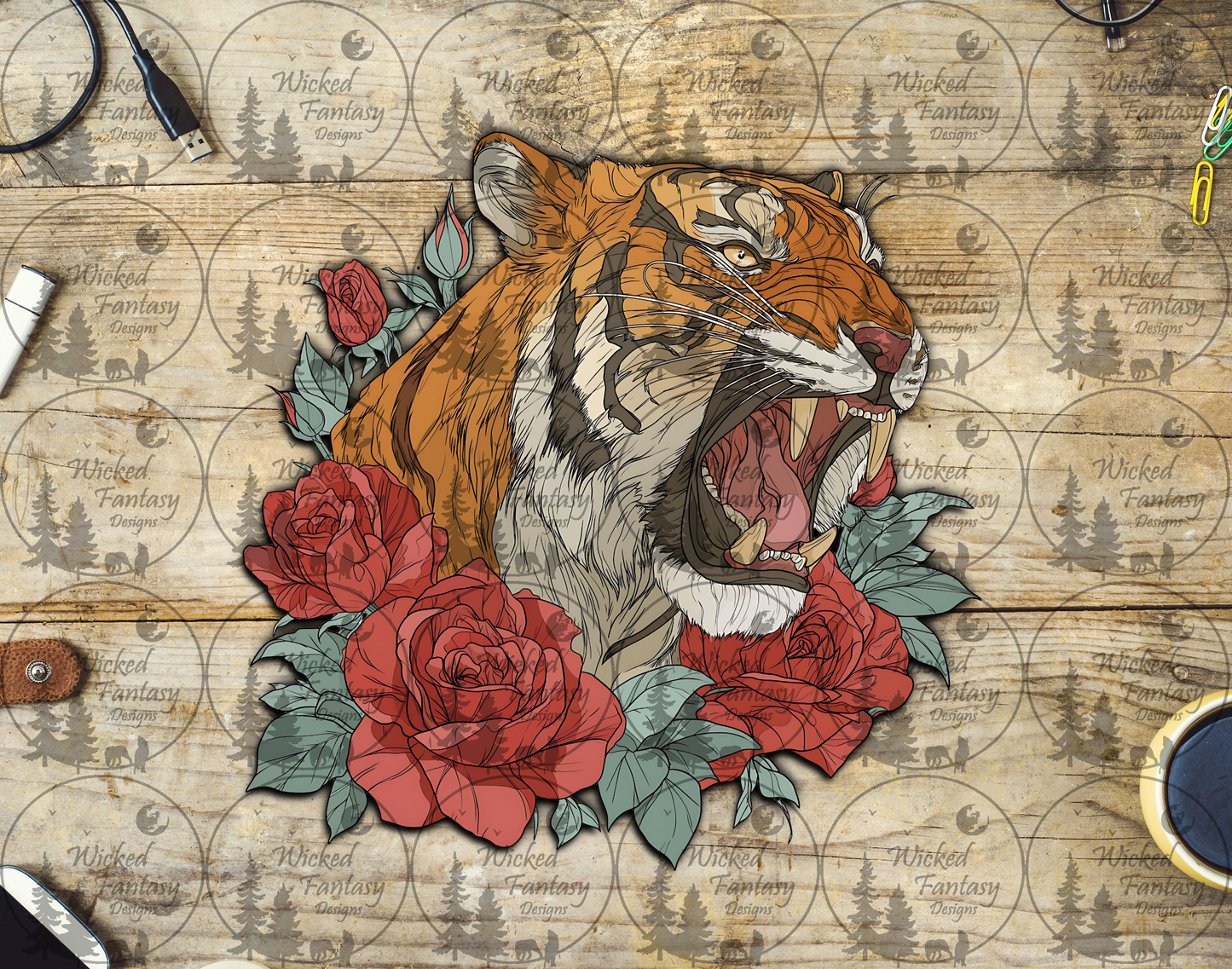 UVDTF Tiger with Roses