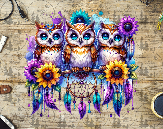 UVDTF Owls Sunflowers and Dreamcatcher