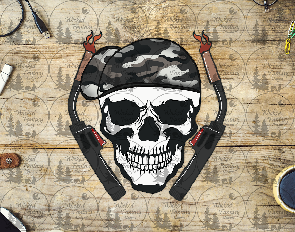 UVDTF Welder Camo Skull