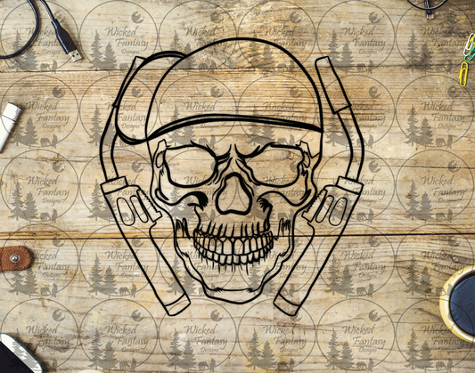 UVDTF Welder Skull Line Art
