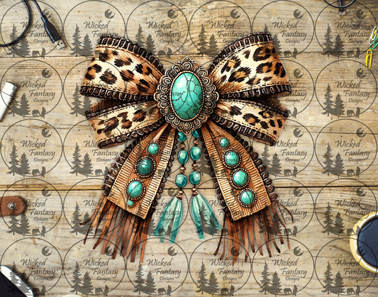 UVDTF Leopard and Turquoise Concho Bow