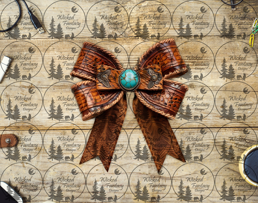 UVDTF Leather Bow with Turquoise Concho