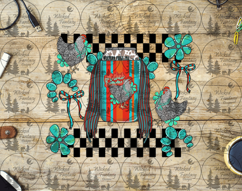 UVDTF Hot Chick Summer Chickens and Turquoise 20oz 30oz 10"x10" Element
