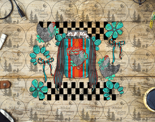 UVDTF Hot Chick Summer Chickens and Turquoise 20oz 30oz 10"x10" Element