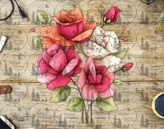 UVDTF Petal and Ink Polka Dot Roses